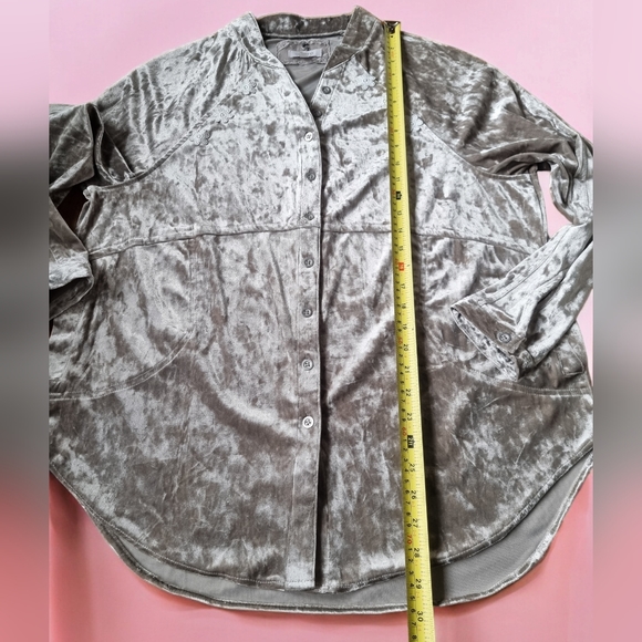 Cupio Women's Crushed Velvet Oversized Tunic Top In Feather Gray - Picture 10 of 10